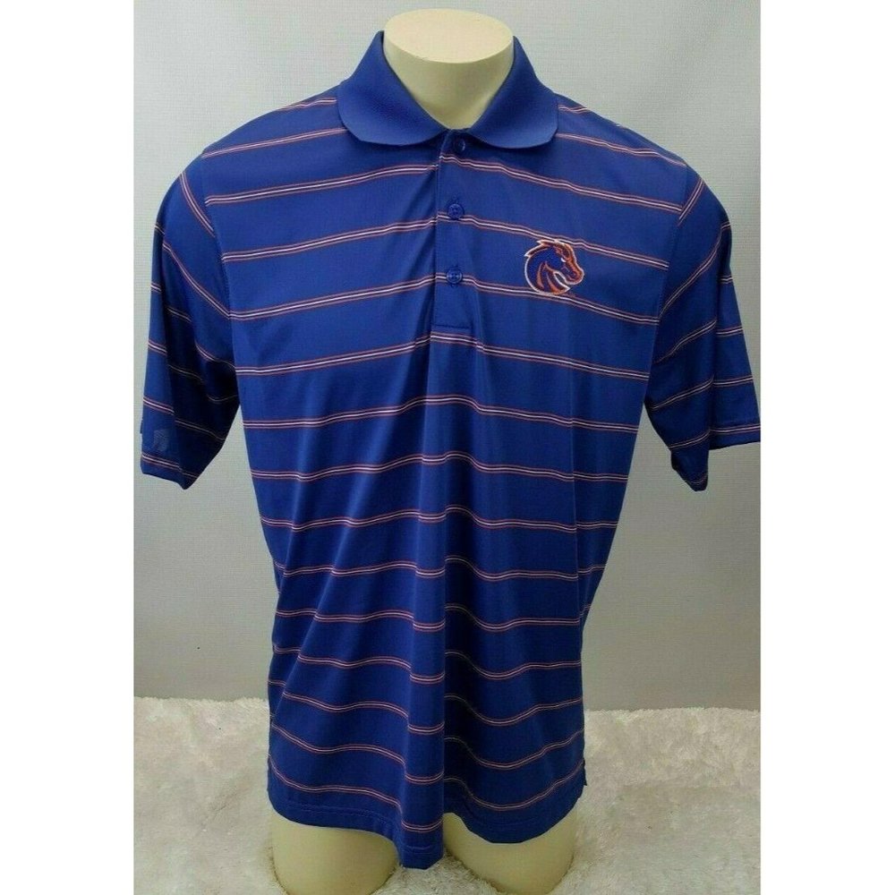 Antigua Blue and Orange Striped Polo Shirt